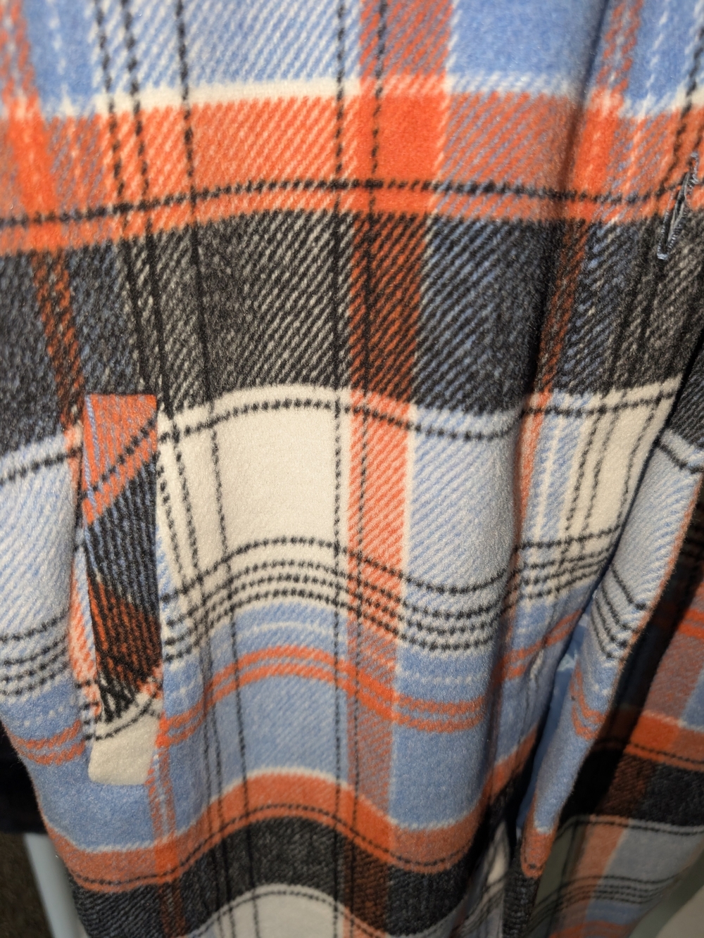 Fashion Nova Plaid Fleece Jacket - Blue, Orange & Black